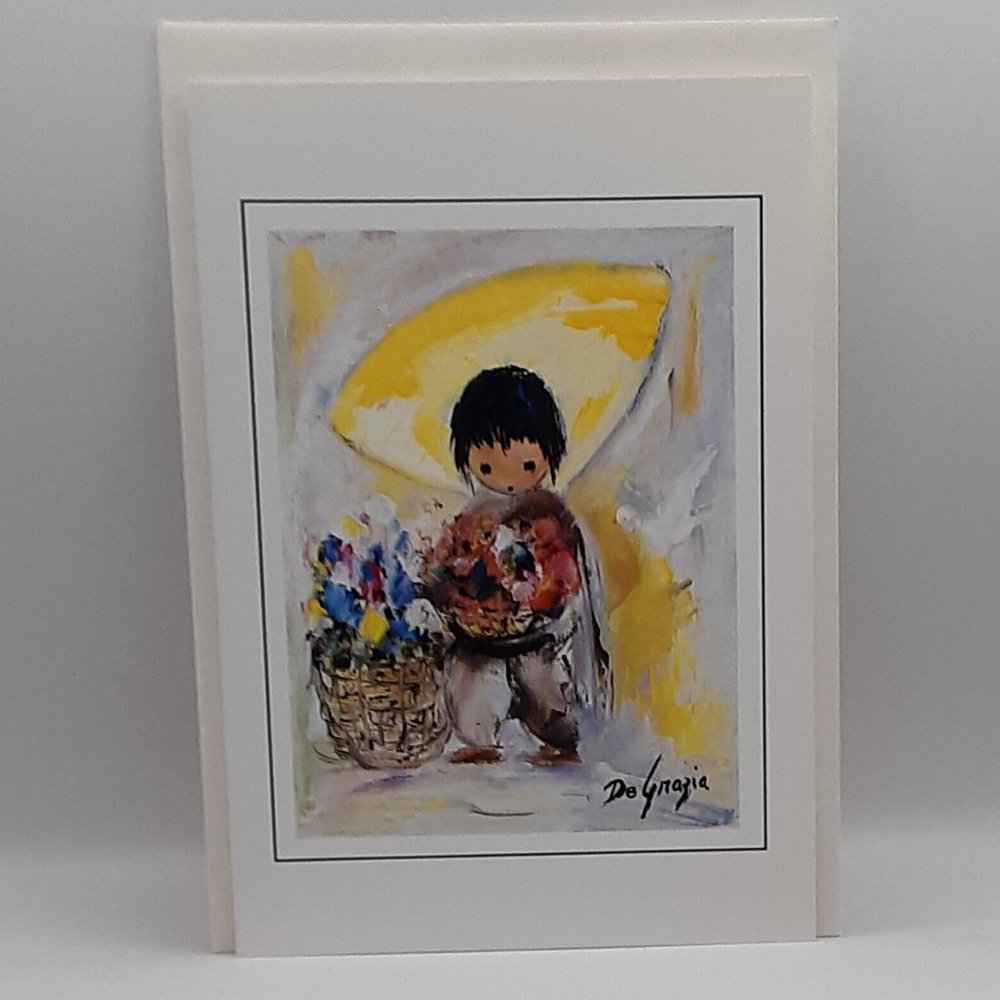 Ted DeGrazia Mini Blank Note Card A Lonely Day At The Flower Market Southwestern